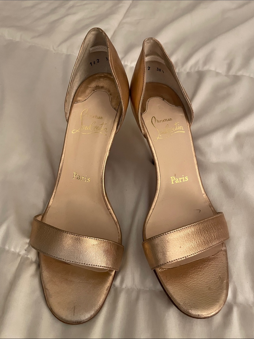 Christian Louboutin Metallic Rose Gold D'Orsay Open-Toe Heels 38.5 / 39.5